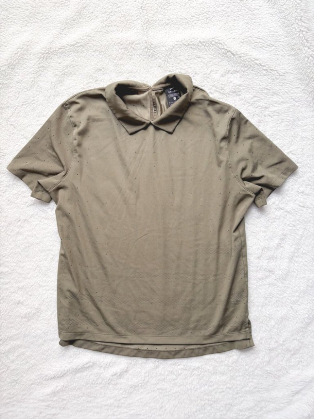 Nike Dri-FIT Olive Green Polo Shirt Womens Small Perforated Athletic Golf Top